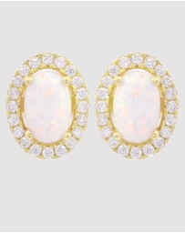 Georgini - Georgini Opal Glow Blackwattle White Created Opal Gold Earrings