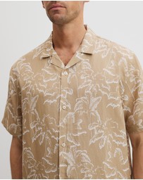 Country Road - Tencel Linen Palm Print Short Sleeve Shirt