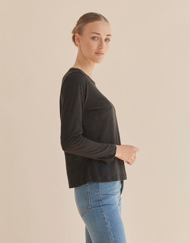 Amelius - Priya Long Sleeve Linen Jersey Top