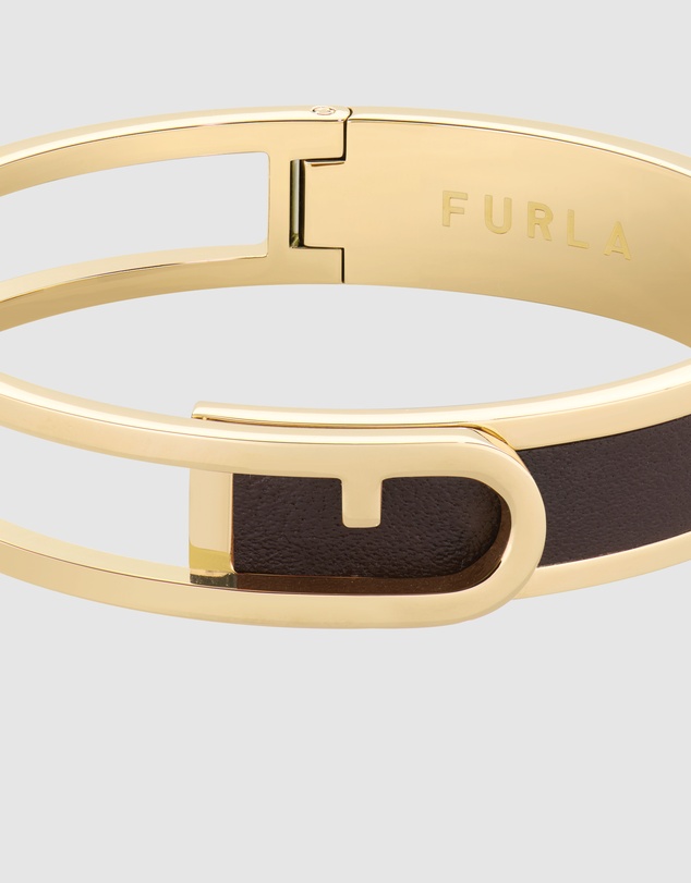 Furla - Furla Arch Essence Gold-Tone Purple Leather Bangle Bracelet