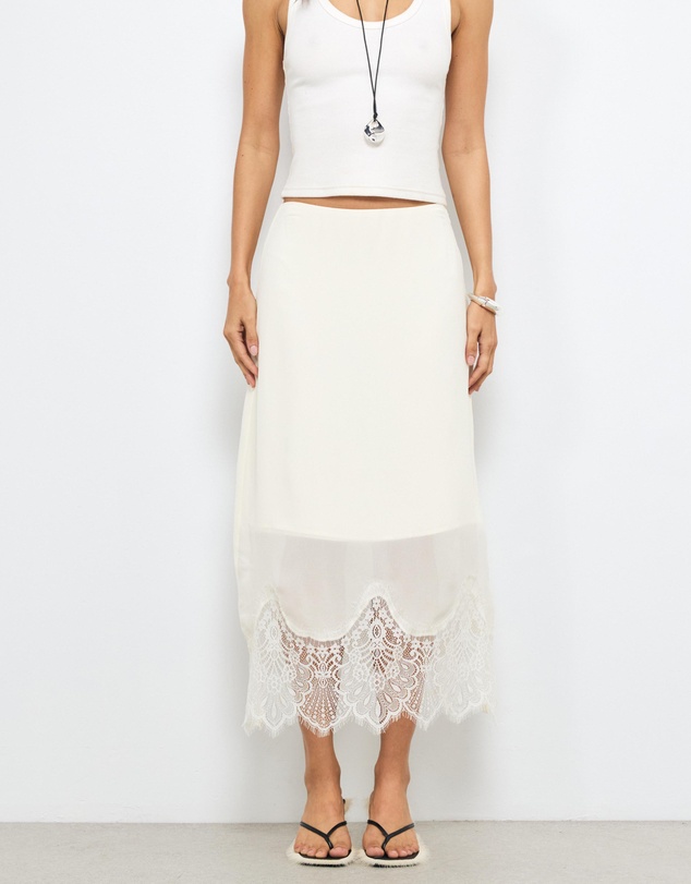 AERE - Alina Lace Trim Slip Skirt