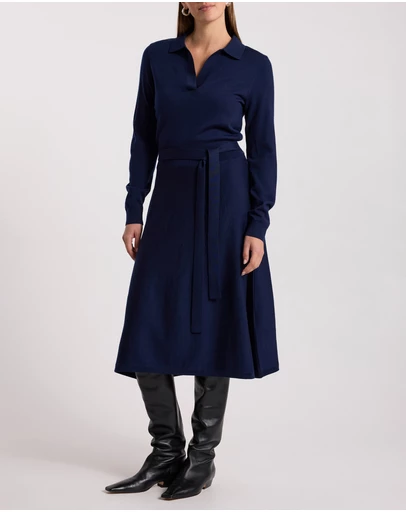 David Lawrence - Indira Merino Knit Polo Dress
