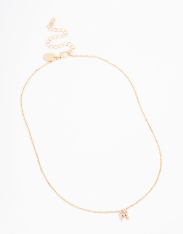 Lovisa - Gold Plated Cubic Zirconia Letter M Necklace