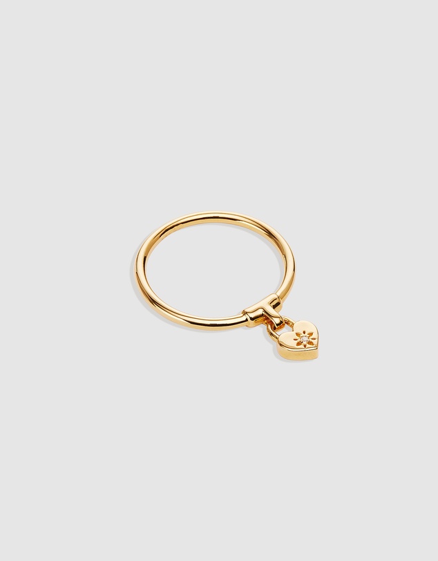 By Charlotte - Crystal Lotus Heart Padlock Ring