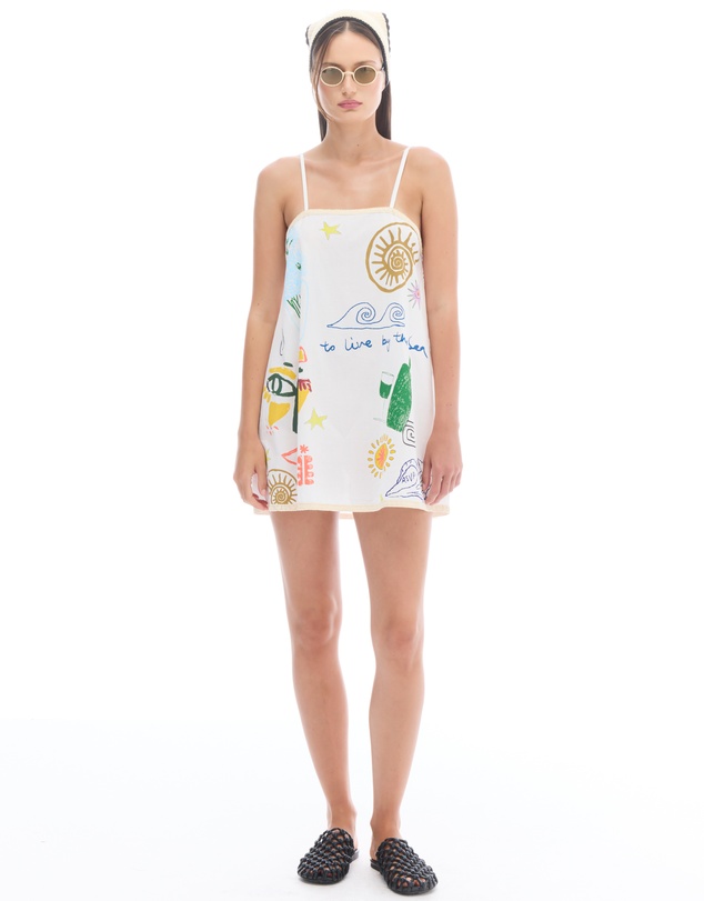 THE TALES - Illustrated Summer Cotton Slip Dress