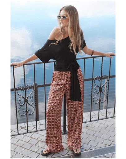 Petal & Pup - Lexi Elastic Waist Pant - Red Geometric
