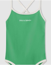 Zulu & Zephyr Mini - Mini Stripe Rib Logo One Piece - Kids