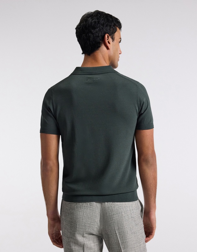 Calibre - Technical Knit Rib Collar Polo Fern