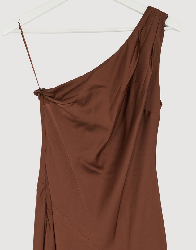 Revibe - Repaired CHANCERY Hallie Satin One Shoulder Drape Maxi Dress - AU 8