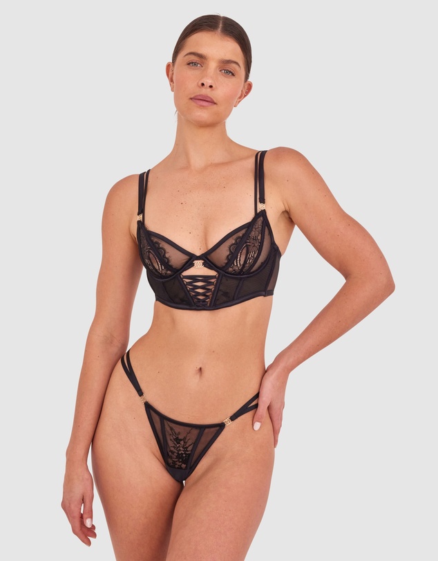 Bras N Things - Night Games Eyes On Me Unlined Corset - Black
