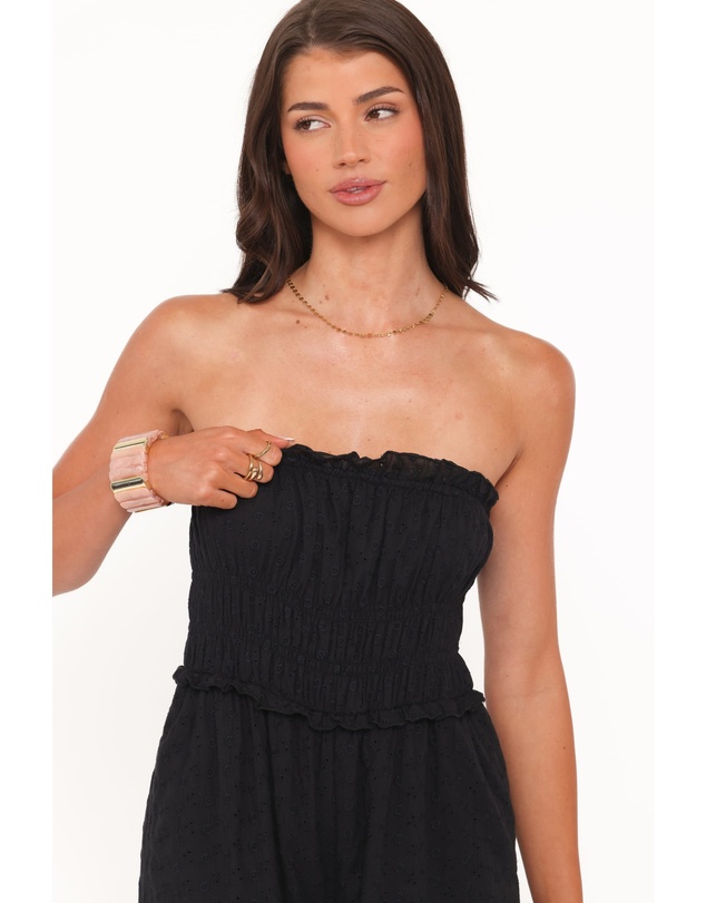 Petal & Pup - Yulissa Strapless Jumpsuit - Black Broderie