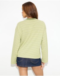 Dazie - Nostalgia Stripe Oversized LS Tee