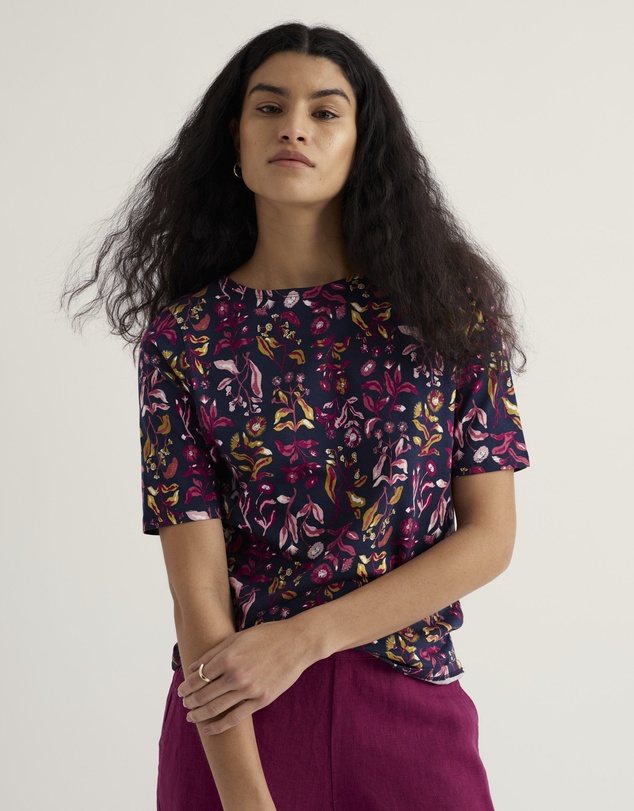 Seasalt - Seasalt Cornwall Navy Poisson Printed T-Shirt Jersey