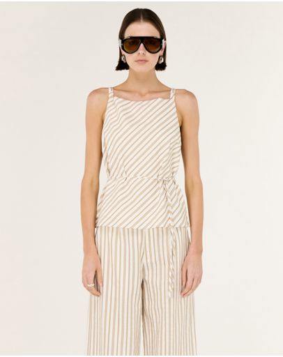 Taupe & White Stripe