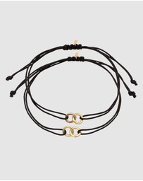 Elli Jewelry - Bracelet Set Women Circle Infinity Black 925 Sterling Silver Gold Plated