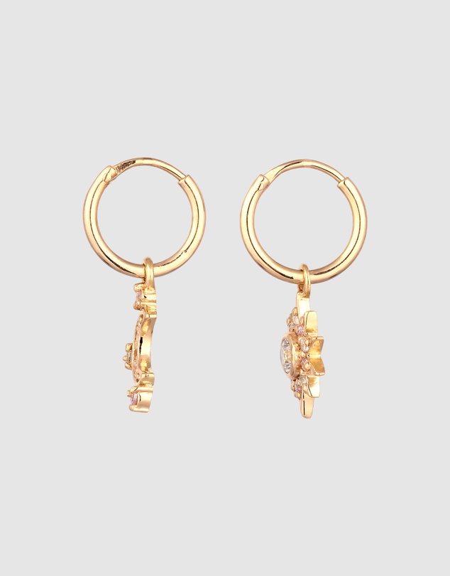 Elli Jewelry - Zirconia Moon Hoop Earrings in Gold-Plated 925 Silver