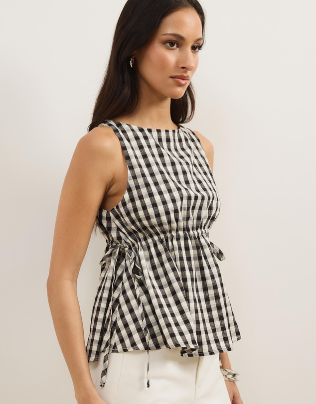 Atmos&Here - Greta Gingham Peplum Top