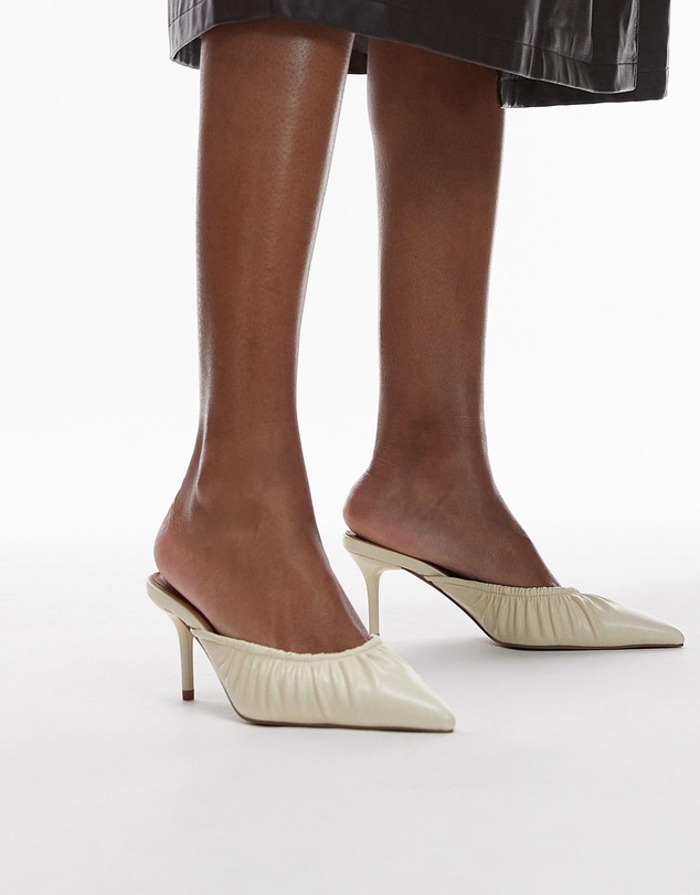 TOPSHOP - Dill Ruched Slip On Mid Heeled Shoes