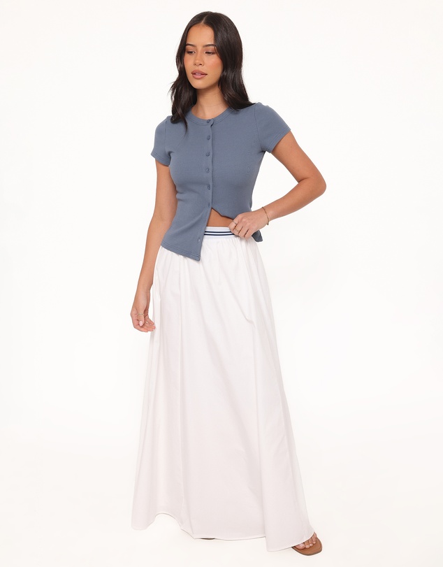 Petal & Pup - Tylarah Short Sleeve Cardigan Top - Denim Blue