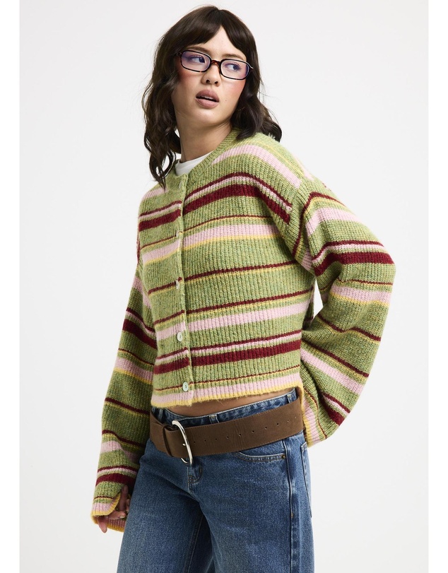 Subtitled - Regina Eyelash Knit Oversized Stripe Cardigan