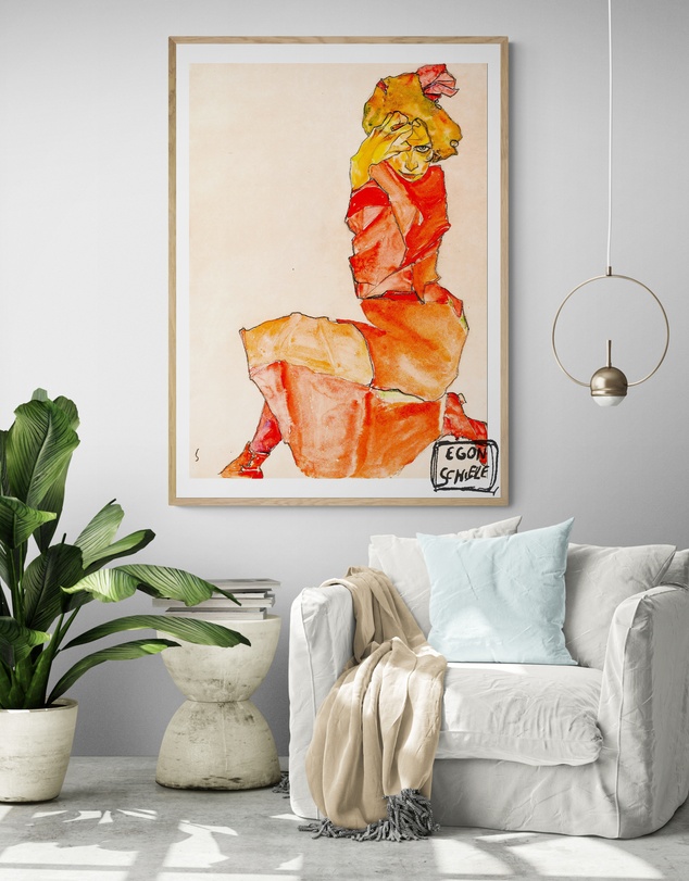 Inka Arthouse - Red Dress by Egon Schiele Art Print