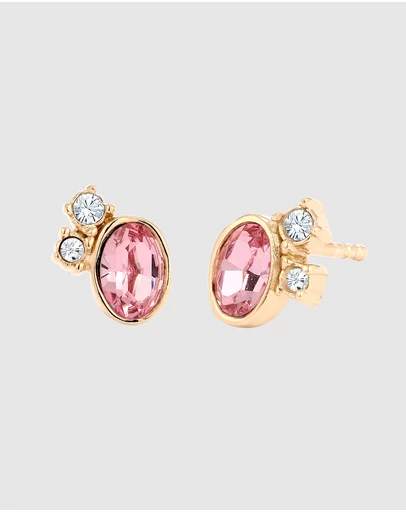 Elli Jewelry - Crystal Oval Stud Earrings in Gold-Plated 925 Silver