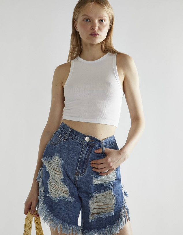 Glamorous - Frayed hem denim shorts