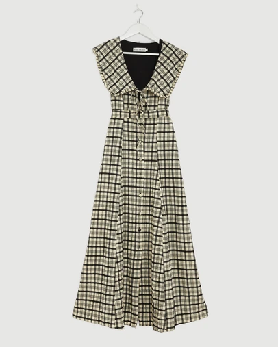 Revibe - Repaired The Fated Adela Check Collared Maxi Dress - AU 8