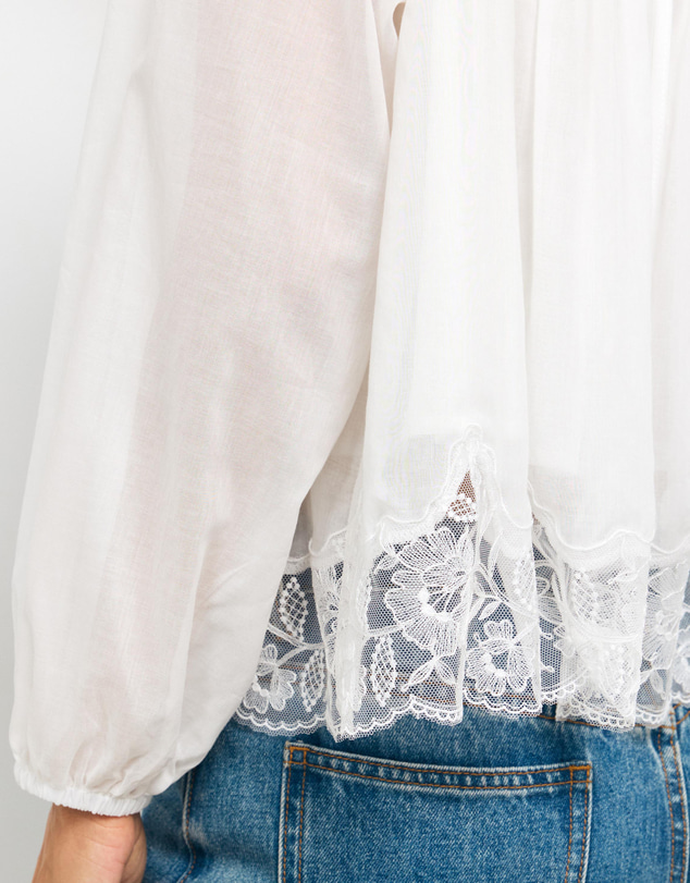 AERE - Audrey Cotton Voile Embroidered Top