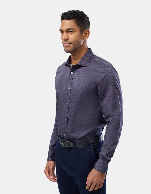 Brooksfield - Geo Floral Print Slim Fit Dress Shirt