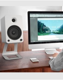 iWorld - Kanto SE6W Elevated Desktop Speaker Stands for Large Speakers - Pair, White