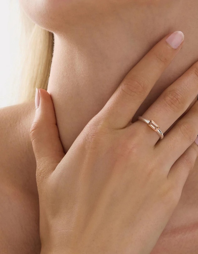 Najo - Skye 2-Tone (Sil/Rose) Cubic Zirconia Ring