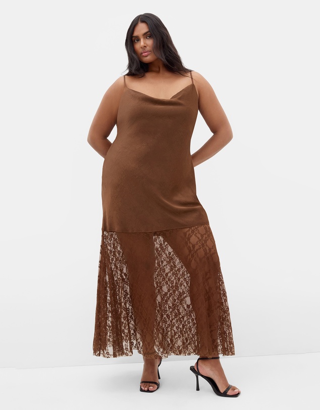 City Chic - Lilly Slip Lace Hem Maxi Dress