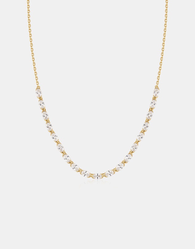 Ania Haie - Gold Half-Bezel Oval Half-Tennis Necklace
