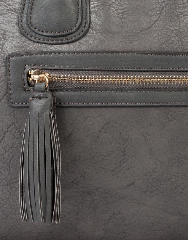 Zalora - Tonal Coloured Bag With Front Zipper Pocket & Tassel