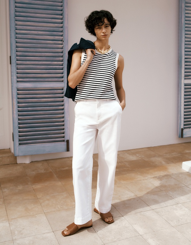 Trenery - Australian Cotton Blend Denim Tailored Pant in White