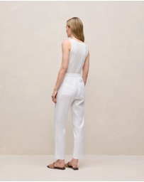 Trenery - Stretch Linen Blend Pull On Pant in White