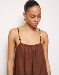 AERE - Nora Beaded Linen Maxi Dress