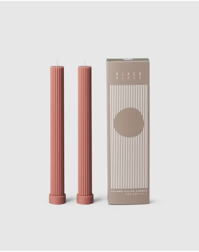 Black Blaze - Column Pillar Candle Duo