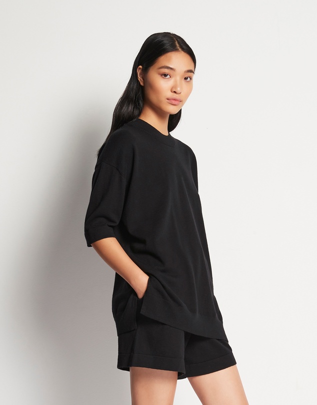 JH Lounge - JHL Crew S/S Sweater (Cotton Cashmere) Black