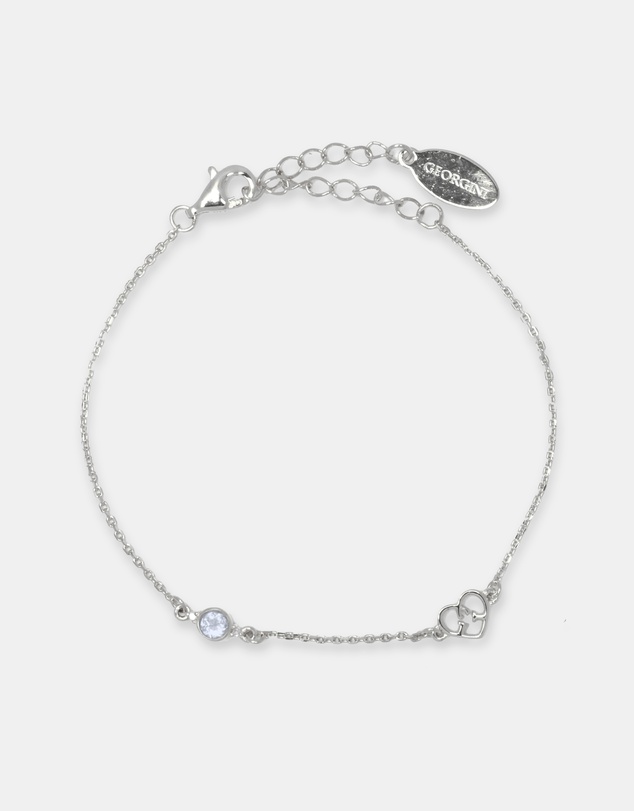 Georgini - Natural Aquamarine And Two Natural Diamond March Silver Bracelet