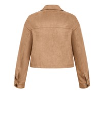 City Chic - Plus size Liza Lightweight Suedette Jacket - caramel