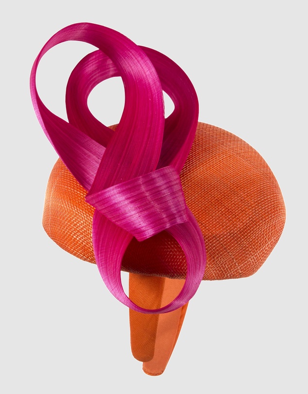 Max Alexander - Orange Fuchsia Pillbox Racing Fascinator