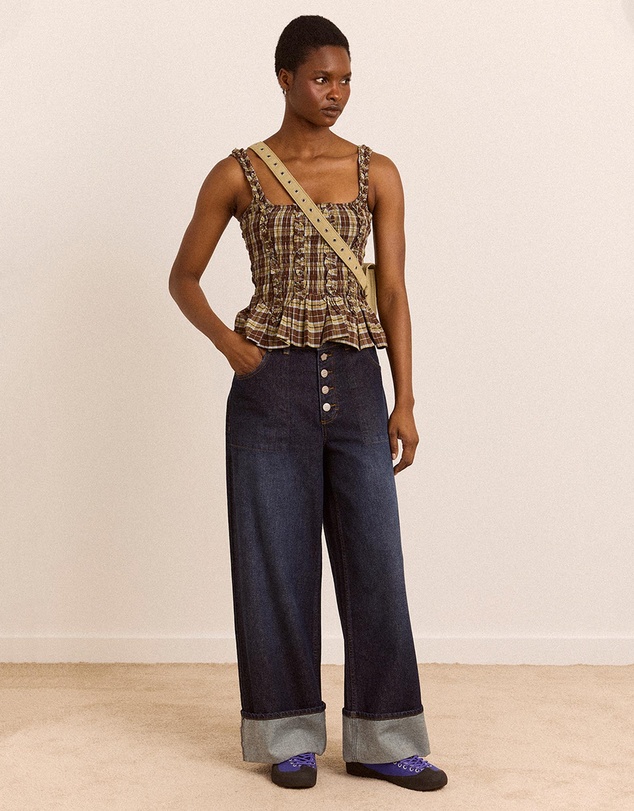 Damson Madder - Gigi Baggy Wide Turn-Up Jeans