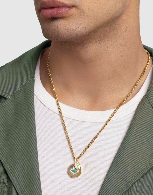 Nialaya Jewellery - Men's Evil Eye and Hamsa Hand Necklace