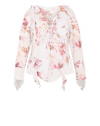 City Chic - Plus size Sweet Nothings Frill Top - dove