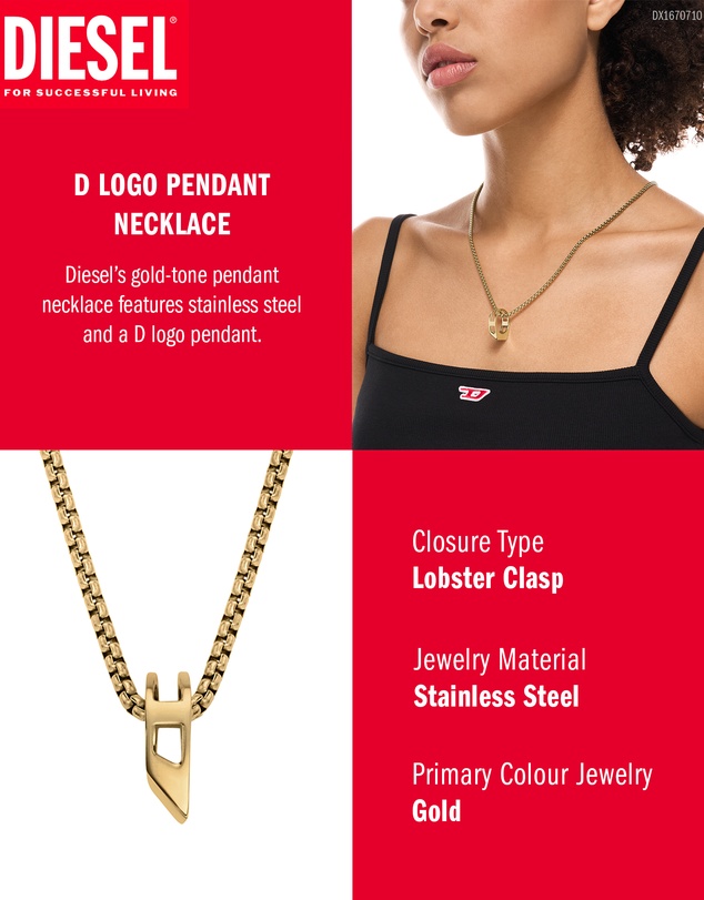 Diesel - D Logo Gold Necklace