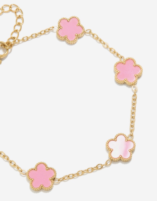 Lovisa - Waterproof Gold Plated Stainless Steel Light Pink Petal Flower Charm Bracelet