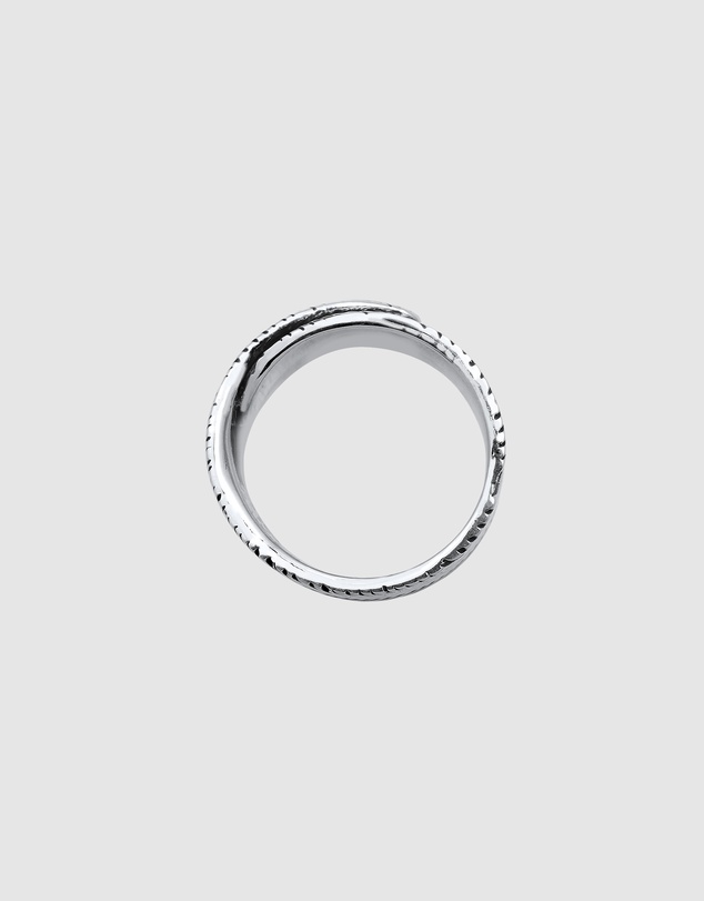 Kuzzoi - ICONIC EXCLUSIVE - Feather Band Ring in Oxidised 925 Sterling Silver