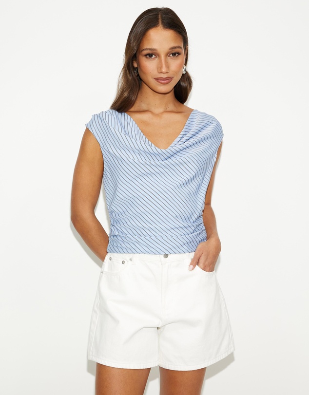 Dazie - Daisy Stripe Ruched Top